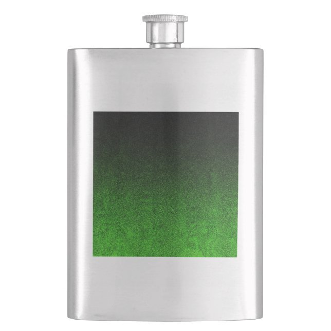 Fallen von Grün und Schwarz Glitzer Gradient Flachmann (Vorderseite)
