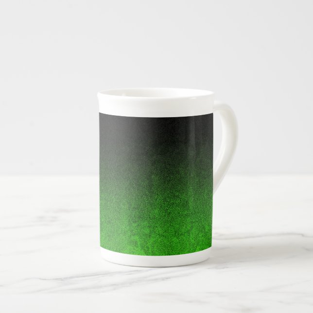 Fallen von Grün und Schwarz Glitzer Gradient Prozellantasse (Vorderseite Rechts)
