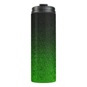 Fallen von Grün und Schwarz Glitzer Gradient Thermosbecher
