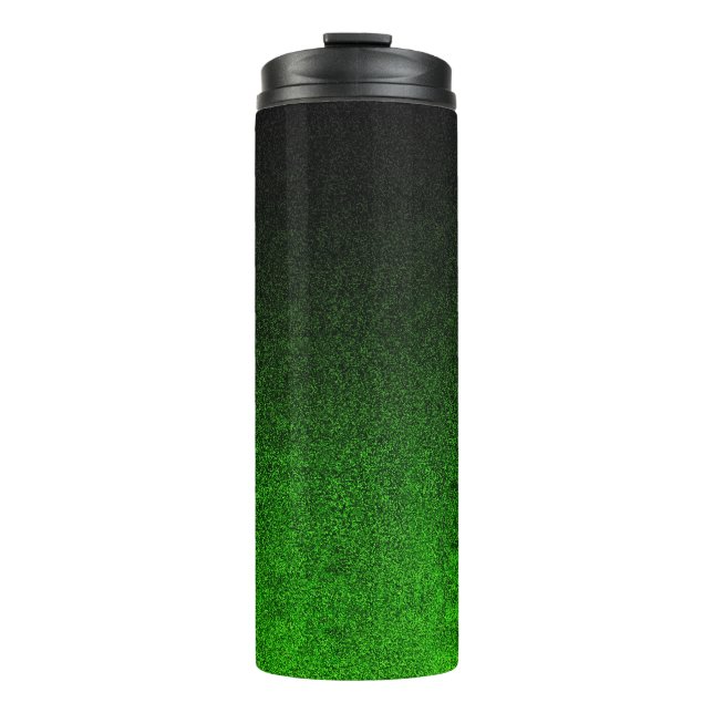 Fallen von Grün und Schwarz Glitzer Gradient Thermosbecher (Vorderseite)