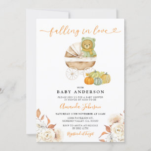 Fallend in Liebe Bären Stroller Pumpkin Baby Dusch Einladung