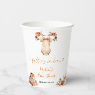 Fallend in Liebe Floral Baby Kleidung Babydusche Pappbecher