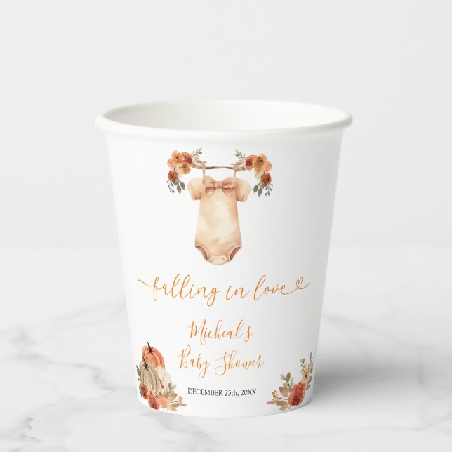 Fallend in Liebe Floral Baby Kleidung Babydusche Pappbecher (Vorderseite)