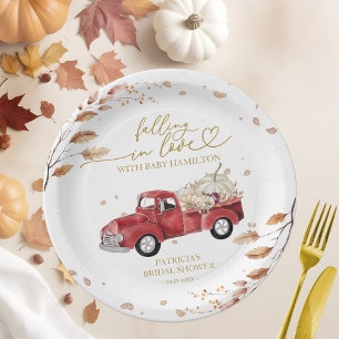 Fallend in Liebe Pumpkin Fall Babydusche Pappteller