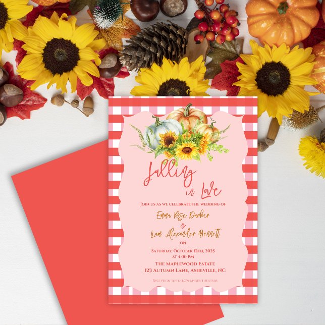 "Fallend in Liebe" Rustikale Hochzeit im Herbst Ei (“Falling in Love” Rustic Fall Wedding Invitation)