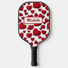 Fallend Red Hearts Valentine Muster Pickleball Schläger