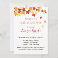 Fallende Ahorn Blätter Herbst Einladung White