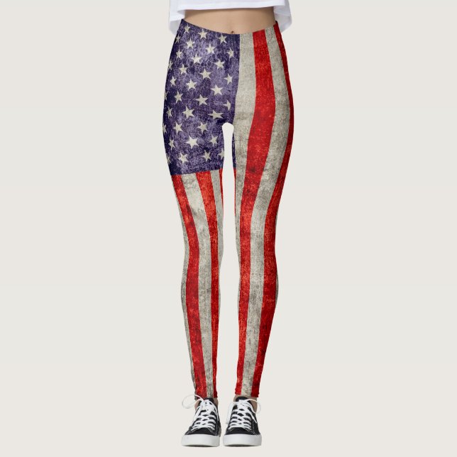 Fallende antike amerikanische Flagge Leggings (Vorderseite)