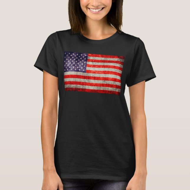Fallende antike amerikanische Flagge T-Shirt (Vorderseite)