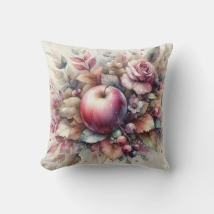 fallende Äpfel in Pastellfarben Aquarellmalerei Kissen