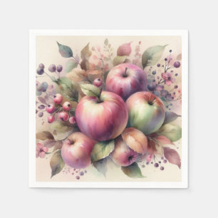 fallende Äpfel in Pastellfarben Aquarellmalerei Serviette