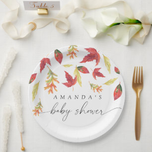 Fallende Blätter Babydusche Pappteller