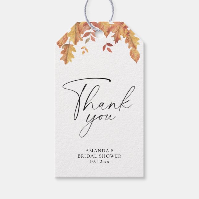 Fallende Blätter Brautparty danke Geschenkanhänger (Vorderseite)
