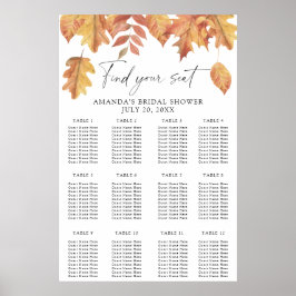 Fallende Blätter Brautparty-Sitzkarte Poster