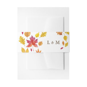 Fallende Blätter Garland Herbsthochzeit Monogramm Einladungsbanderole