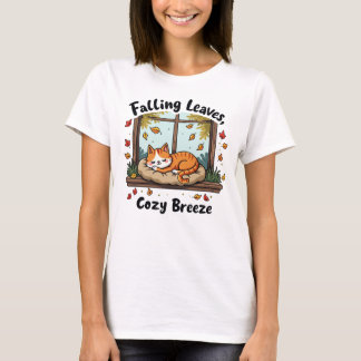 Fallende Blätter, Gemütliche Brise - Schlafkatzenf T-Shirt