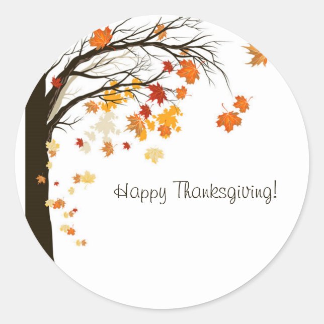 Fallende Blätter Happy Thanksgiving Umschlag Aufkl Runder Aufkleber (Vorderseite)