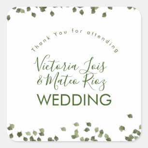 Fallende Blätter Herbst Grüne Danke Quadratischer Aufkleber