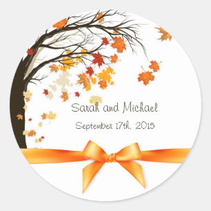 Fallende Blätter Herbst Herbst Hochzeiten Umschlag Runder Aufkleber