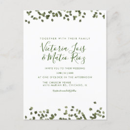 Fallende Blätter Herbst Rustikale Hochzeit Postkarte