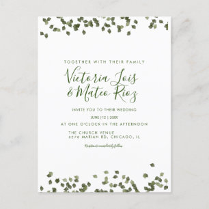 Fallende Blätter Herbst Rustikale Hochzeit Postkarte