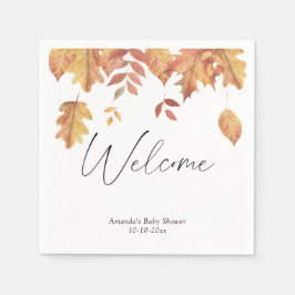 Fallende Blätter Herbstbrause Babydusche Serviette