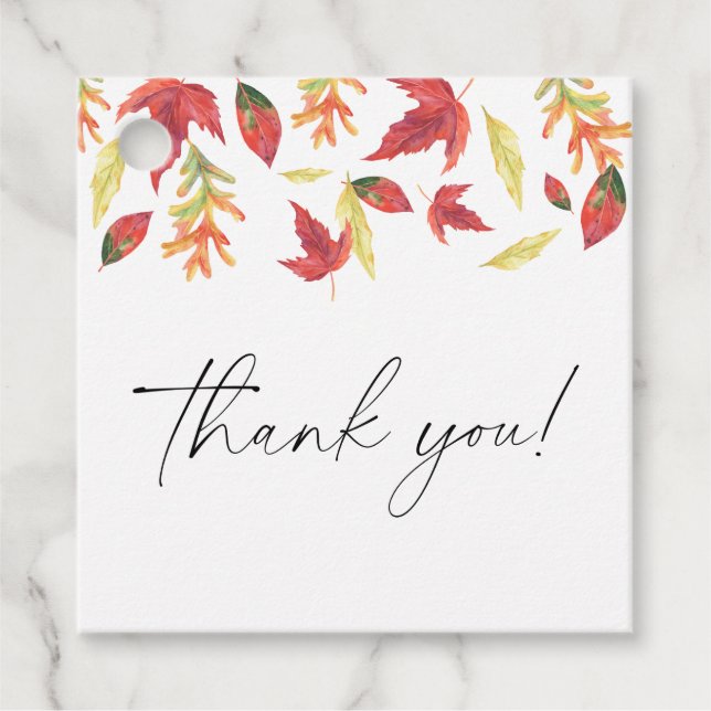 Fallende Blätter Herbstdusche Danke Geschenkanhänger (Vorderseite)
