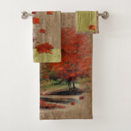 Fallende Blätter Landschaft Badhandtuch Set
