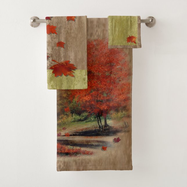 Fallende Blätter Landschaft Badhandtuch Set (Insitu)