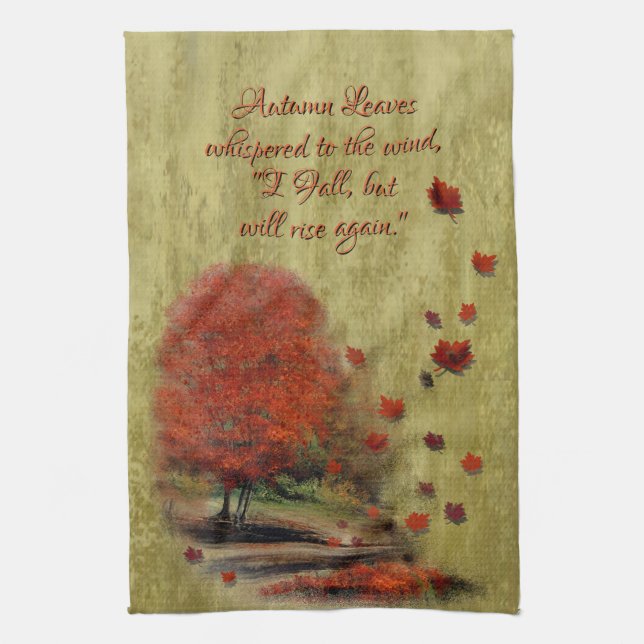 Fallende Blätter Landschaft Geschirrtuch (Vertikal)