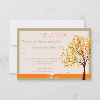Fallende Blätter mit einer Antwortkarte von 3,5 x RSVP Karte