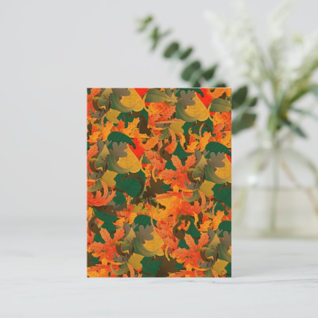 Fallende Blätter Muster für Herbst Postkarte (Stehend Vorderseite)