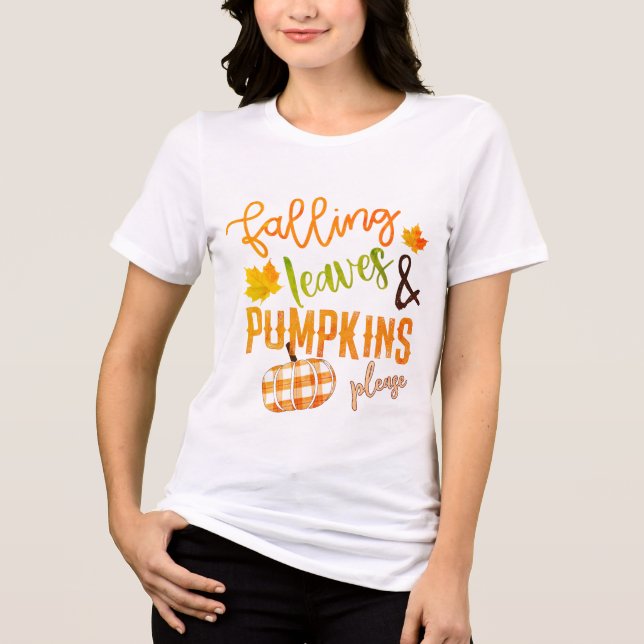Fallende Blätter & Pumpkins Bitte Erntedank Tri-Blend Shirt (Vorderseite)