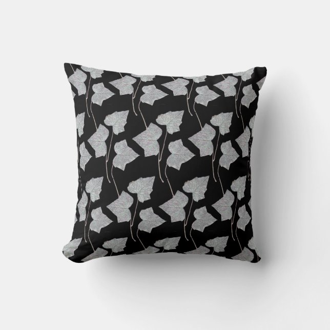 Fallende Blätter Schwarz  Kissen (Vorderseite)