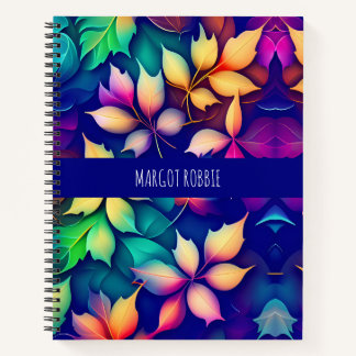 Fallende Blätter Violet Gradient Rainbow Pattern Notizbuch