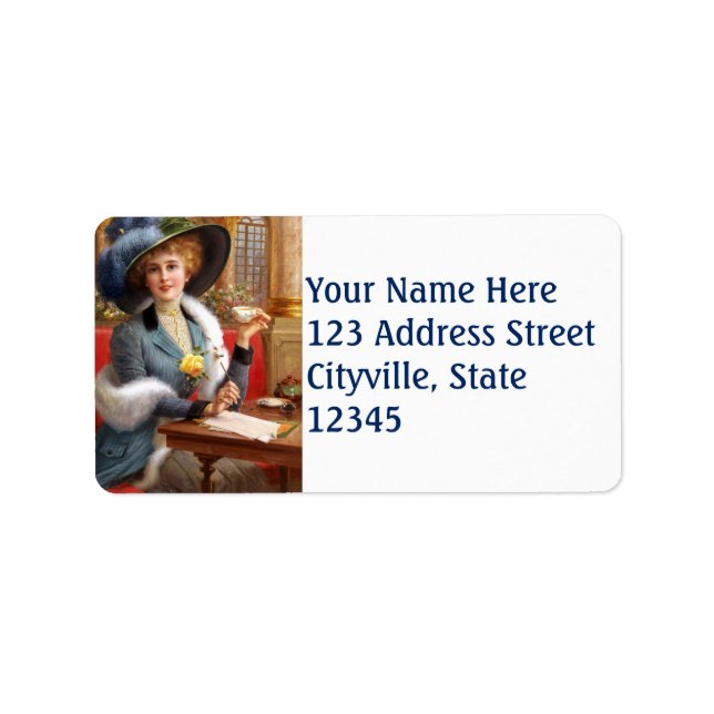 Fallende Buchstaben und Tee Adressaufkleber (Vorne)