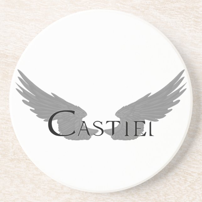 Fallende Castiel mit Flügeln schwarz Getränkeuntersetzer (Vorne)