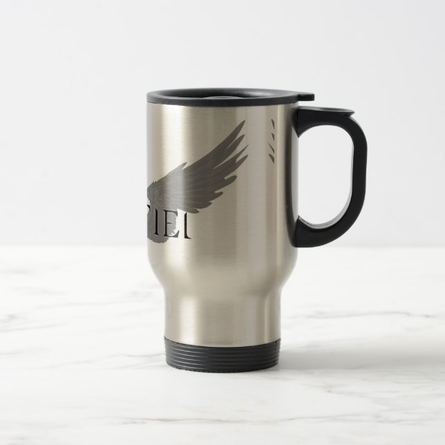 Fallende Castiel mit Flügeln schwarz Reisebecher (Rechts)