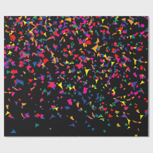 Fallende Confetti - Regenbogenfarben auf Black v3 Geschenkpapier