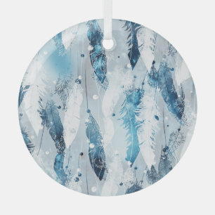 Fallende Federn: Blaues Wasser Nahtlos Ornament Aus Glas