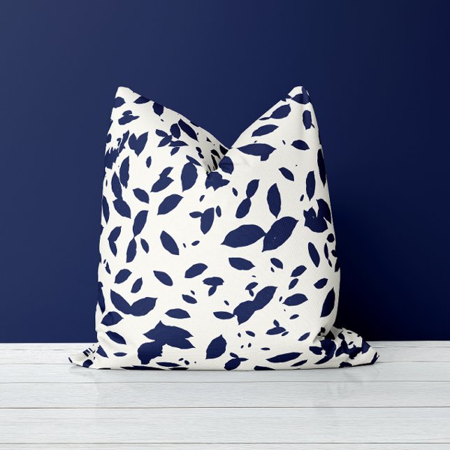 Fallende Foliage Navy White Throw Kissen (Von Creator hochgeladen)