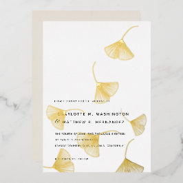 Fallende Gold Ginkgo Blätter Hochzeit im Herbst Folieneinladung