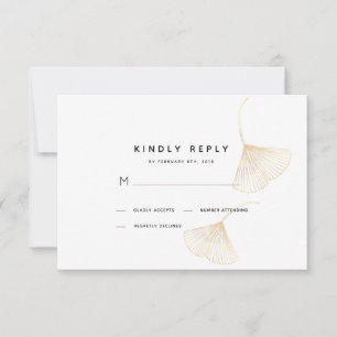 Fallende Gold Ginkgo Blätter Hochzeit RSVP Card Karte