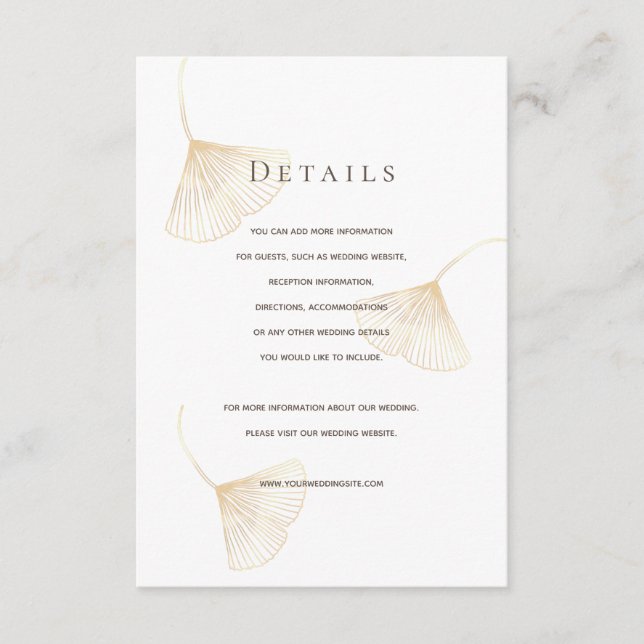 Fallende Gold Ginkgo Blätter Hochzeitskarte Begleitkarte (Vorderseite)