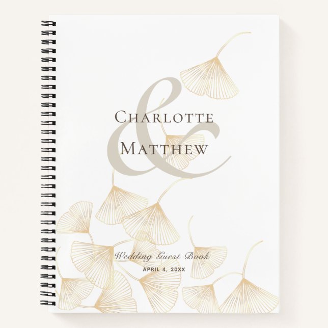 Fallende Gold Ginkgo Blätter Wedding Guest Book Notizbuch (Vorderseite)