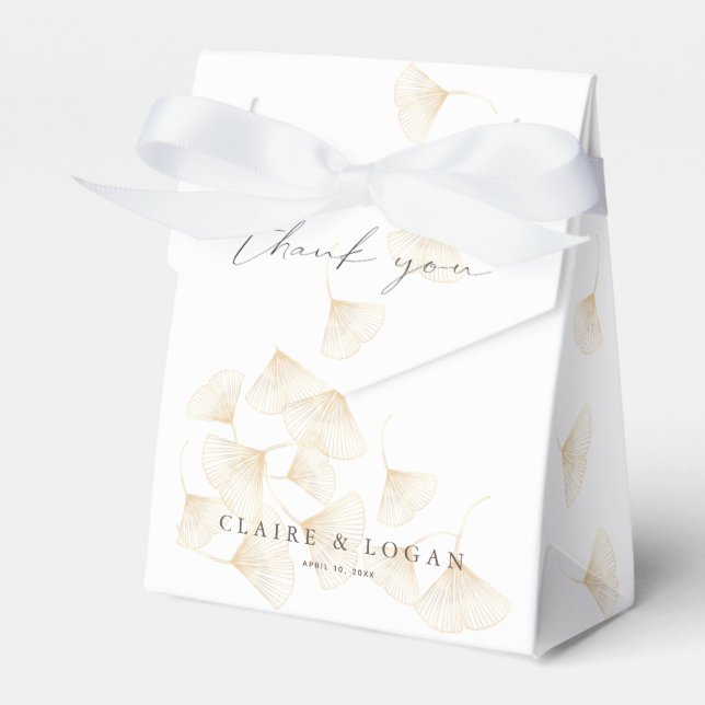 Fallende Goldginkgo-Blätter Hochzeit Geschenkschachtel (Vorderseite)