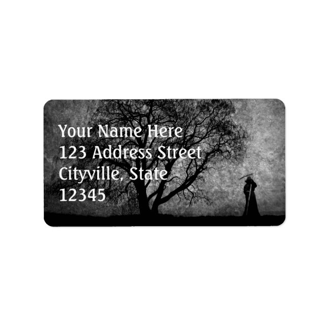 Fallende grimmige Sensenmann Urkunst Grenzen zwisc Adressaufkleber (Vorne)