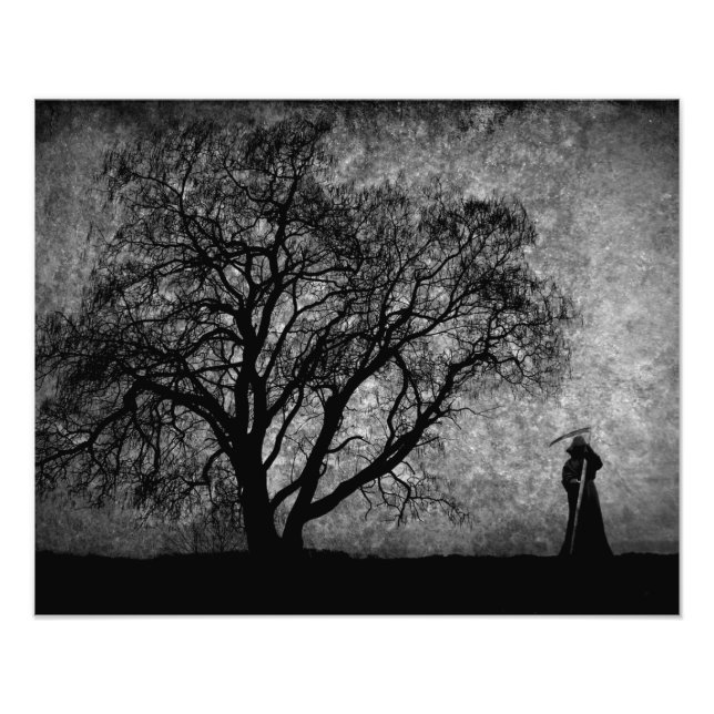 Fallende grimmige Sensenmann Urkunst Grenzen zwisc Fotodruck (Vorne)