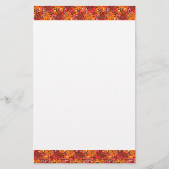 Fallende Groovy Blumen Briefpapier (Vorderseite)