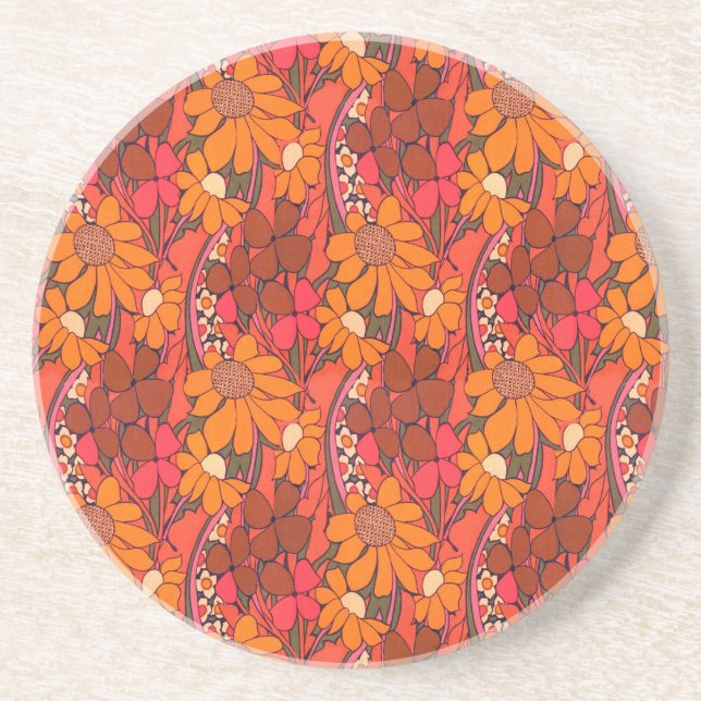 Fallende Groovy Blumen Untersetzer (Vorne)